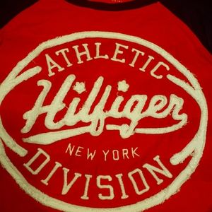 Tommy Hilfiger boys size Lg 12/14 red/blue shirt